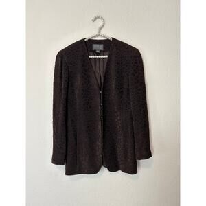 Lafayette 148 Women's Size 6 Brown Blazer Espresso Animal Print Business Office